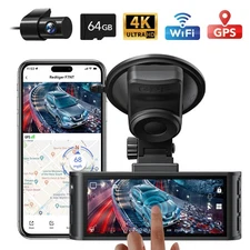 REDTIGER 4K Dash Cam Front and Rear, F7N Touch Screen 3.18 Inch, Free 64GB Card