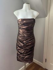 Women’s Vintage Jessica McClintock Bronze Strapless Ruched Dress Size 4