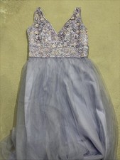 Mori Lee purple floral embroidered Cinderella formal dress Ball Gown Sz 12