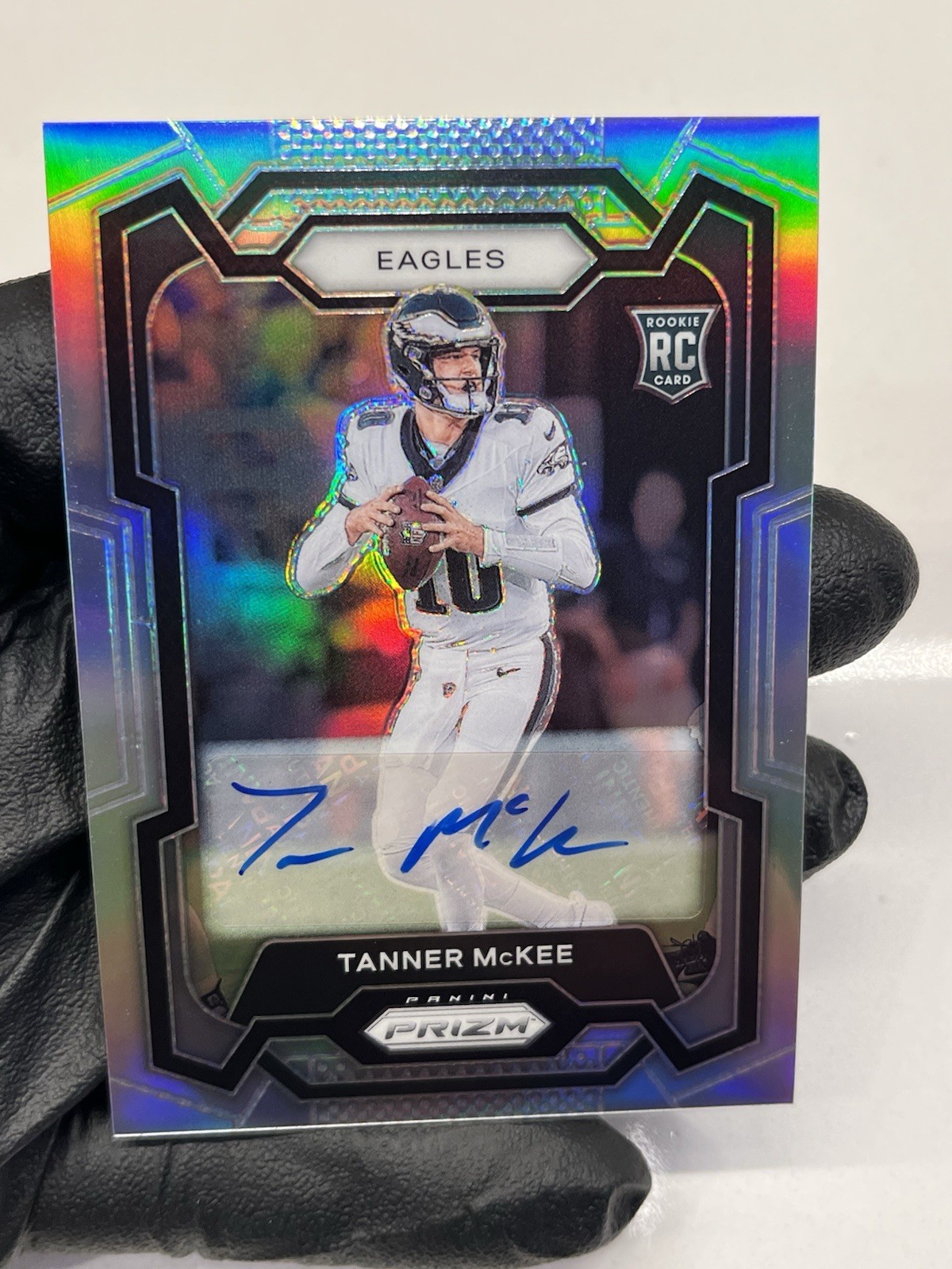 2023 Tanner McKee Panini Prizm Silver Auto #383 Rookie Eagles QB RC #3
