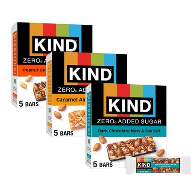 Kind Zero Added Sugar Healthy Snacks Bars Variety Pack, Gluten Free, High Fib...