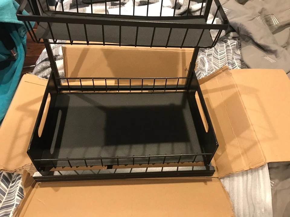 Organizador debajo del fregadero, estante de almacenamiento de gabinete extraíble de 2 niveles para cocina y baño Foto 4 de 4