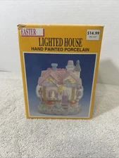 1994 PORCELAIN LIGHTED EASTER HOUSE BY FABRI CENTERS OF AMERICA