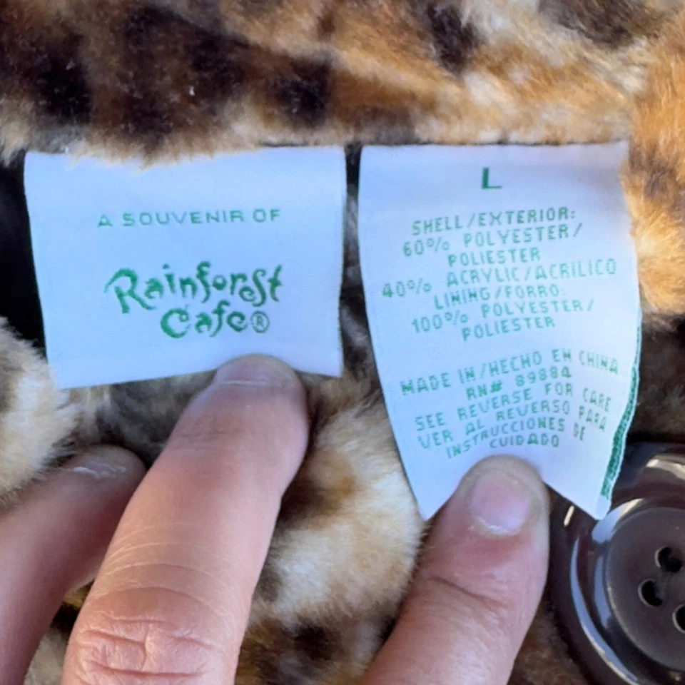 Chaqueta para mujer Rainforest Café vintage años 90 estampado de guepardo piel sintética grande (L) Foto 3 de 4