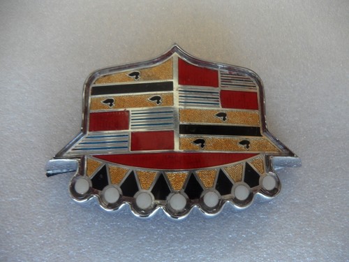 1952 53 Cadillac original trunk ornament/crest ornament with bezel - nice - Picture 15 of 20