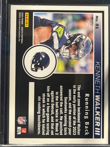 2024 Panini Zenith Football Kenneth Walker III (No Huddle Red) #91 - Picture 2 of 2