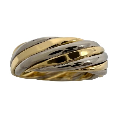 Vintage Van Cleef & Arpels 18k Weiß- und Gelbgold Twist Swirl Bandring 6mm