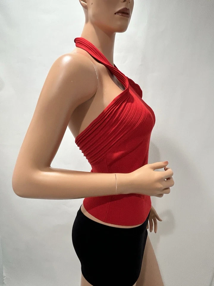 Mission Knit Top Halter Red Sleeveless Size Medium Slim - Image 3 of 4