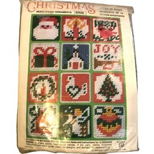 Vtg 1979 Needlepoint Ornament Kit Studio 12 Make 24 ornaments or 12 double place