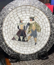 VINTAGE Heide Mosacis Denmark DANCING COUPLE 11 1/4"  MID CENTURY DEEP PLATE