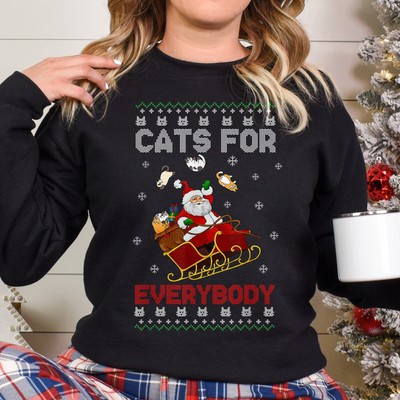 Cats for Everybody Shirt | Cat Lovers Christmas Gift | Ugly Christmas Sweatshirt