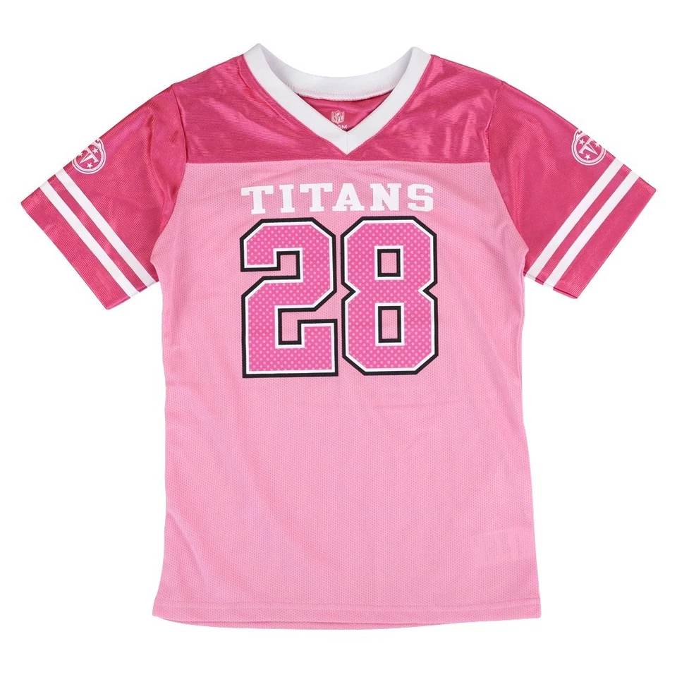 Camiseta rosa de moda Chris Johnson NFL Tennessee Titans niñas pequeñas (4-6) Foto 3 de 3