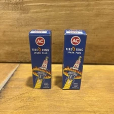 Two NOS AC Fire Ring Spark Plugs 1960s SPACE AGE Flint MI 46FFX
