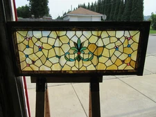 ~ ANTIQUE STAINED GLASS TRANSOM WINDOW 43 JEWELS ~ 52 X 21 ~ SALVAGE