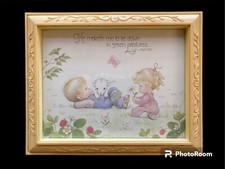Vintage Homco DBGCI Framed Prints Set Of 2 Nursery Psalm Children Bible Verses