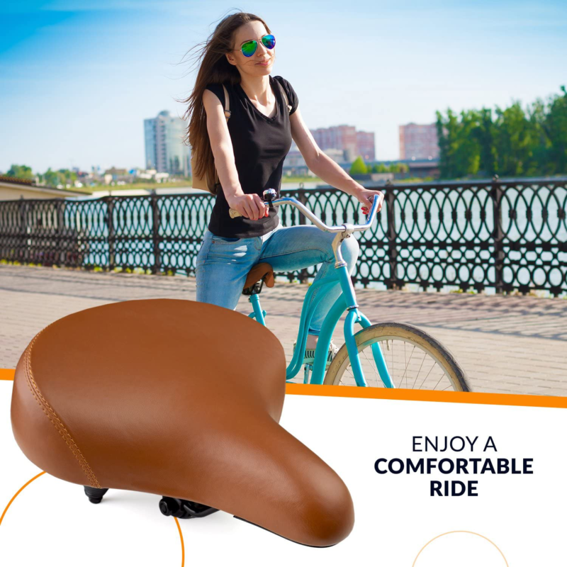 Cruiser Bike Extra Wide Seat For Bicycle BW USA Wide Brown Beach