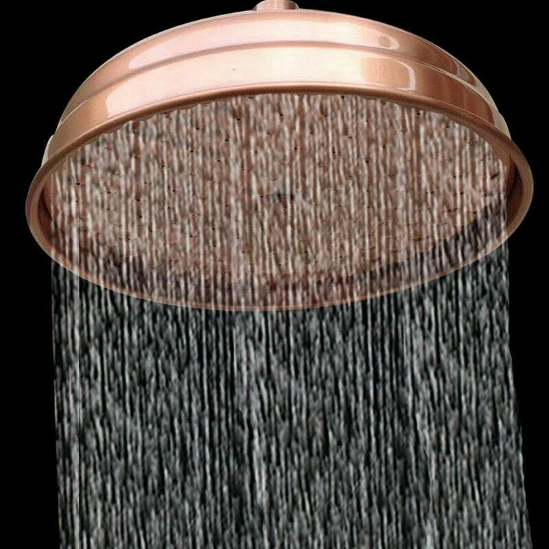 Traditional Red SS 8" Round Bathroom Rain Replacement Shower Head 