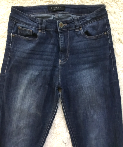 ENJEAN Denim Co Ripped Hem Cropped Jeans Denim Skinny High Rise Blau 9 - Bild 3 von 6