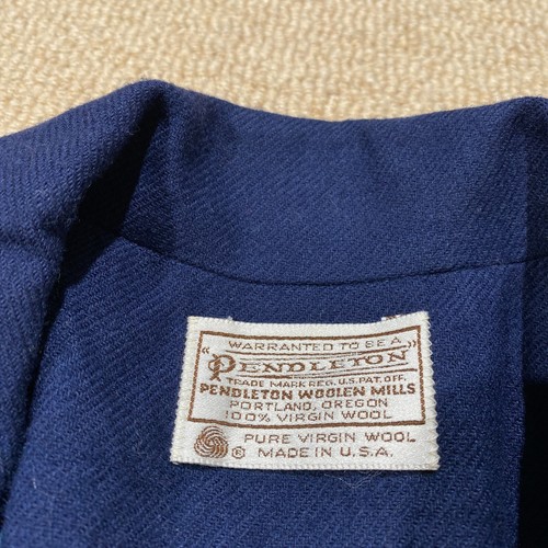 VINTAGE Pendleton Wool Jacket Womens 12 14 Medium Navy Blue Gold Suit Blazer - Picture 11 of 14
