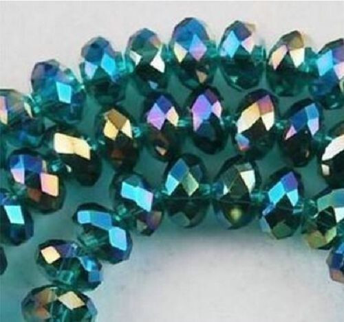 Wholesale Crystal loose charm glass beads jewelry Peacock Green AB 6*8mm 65pcs - 第 2/6 張圖片