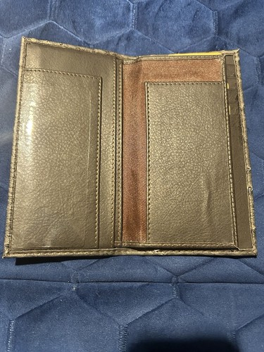 Western Bifold Long Wallet With Ostrich Skin Design And Texas Star Metal Badge - Afbeelding 2 van 6
