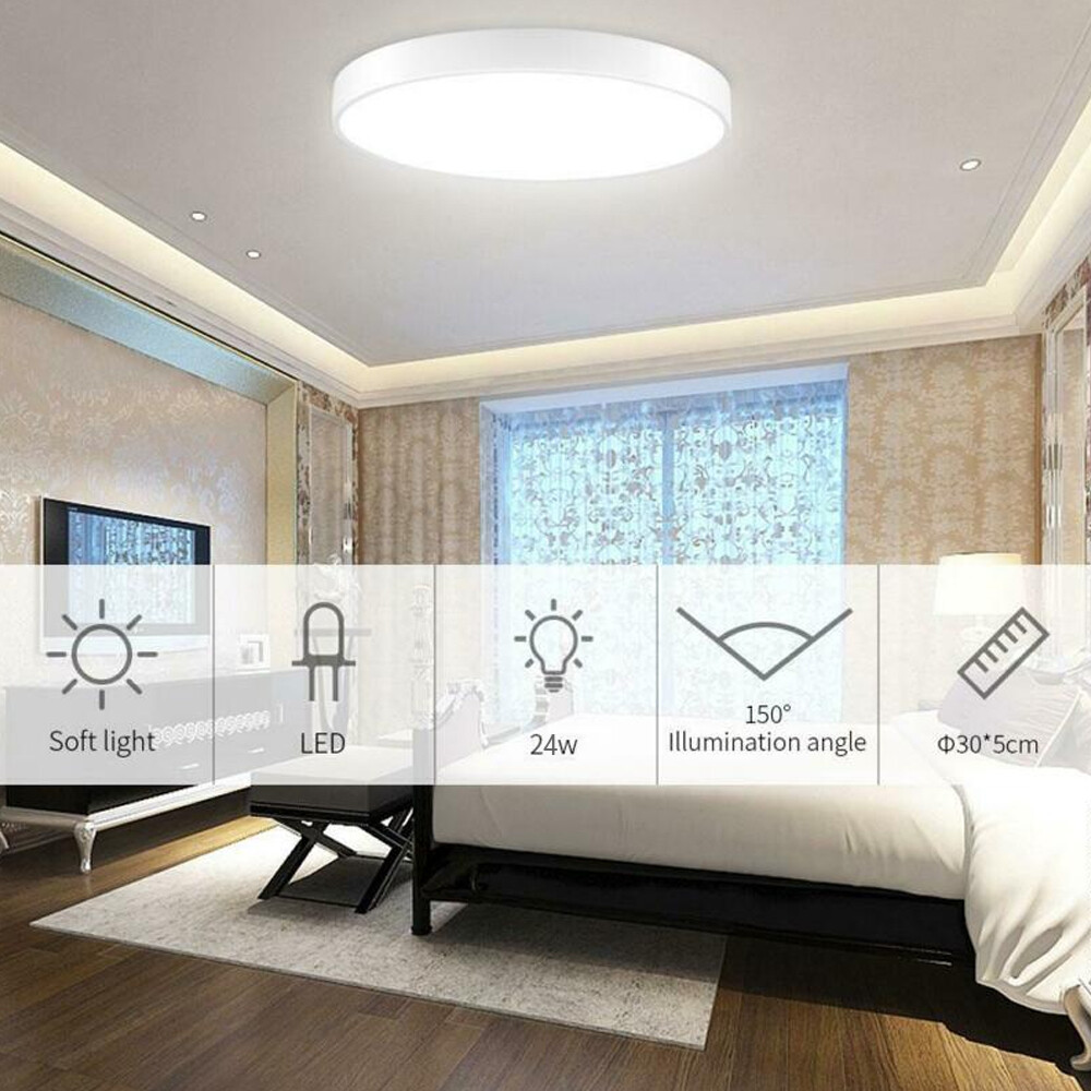 24W LED Deckenleuchte Rund Deckenlampe Bürolampe für Wohnzimmer Schlafzimmer 2 24W LED Deckenleuchte Rund Deckenlampe Bürolampe für Wohnzimmer Schlafzimmer