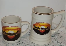 1989 Anheuser-Busch Budweiser Beer Stein & Coffee Cup Clydesdales Sunset Set 2