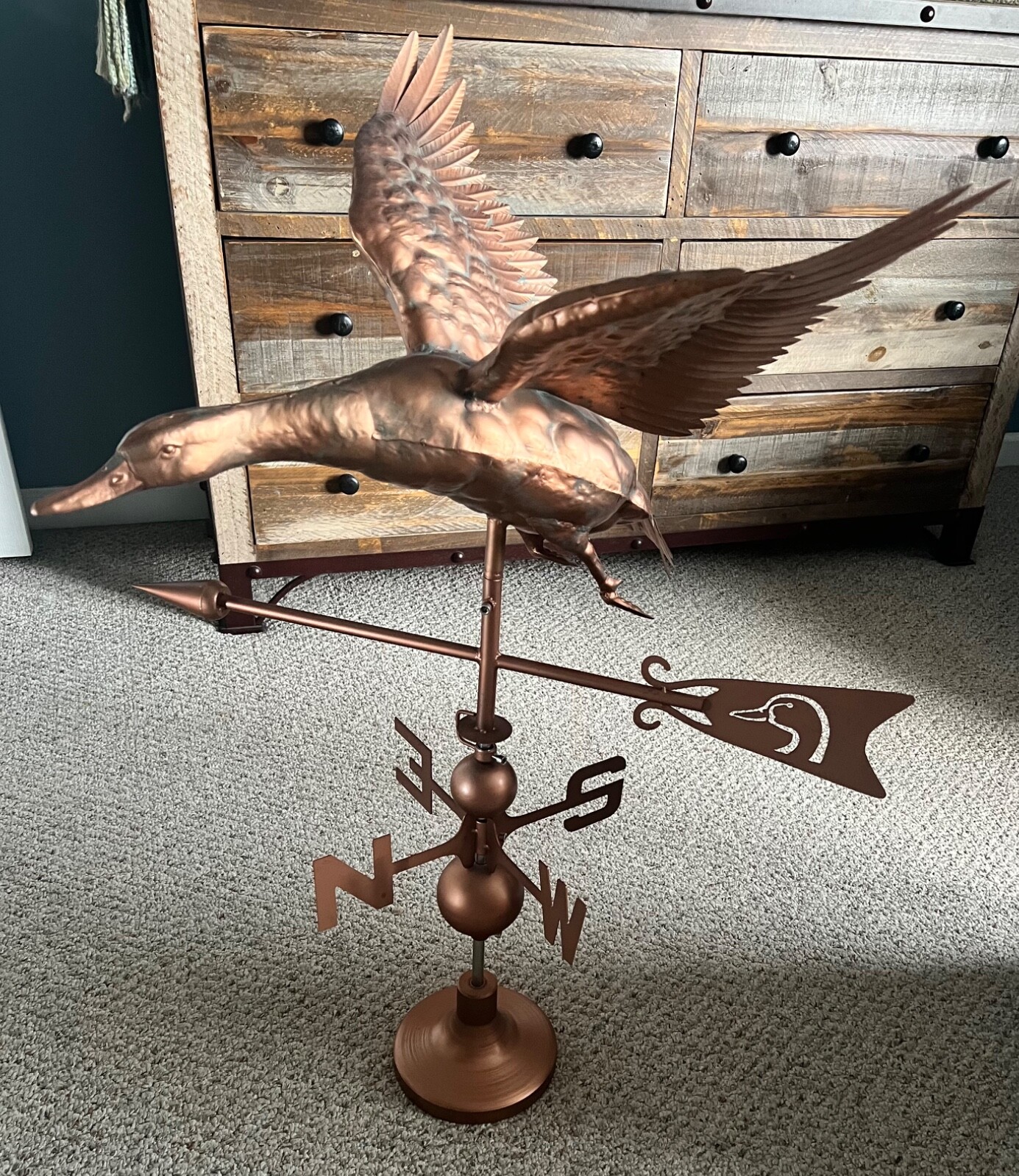 DUCKS UNLIMITED Large Copper Flying Duck Weathervane eBay
