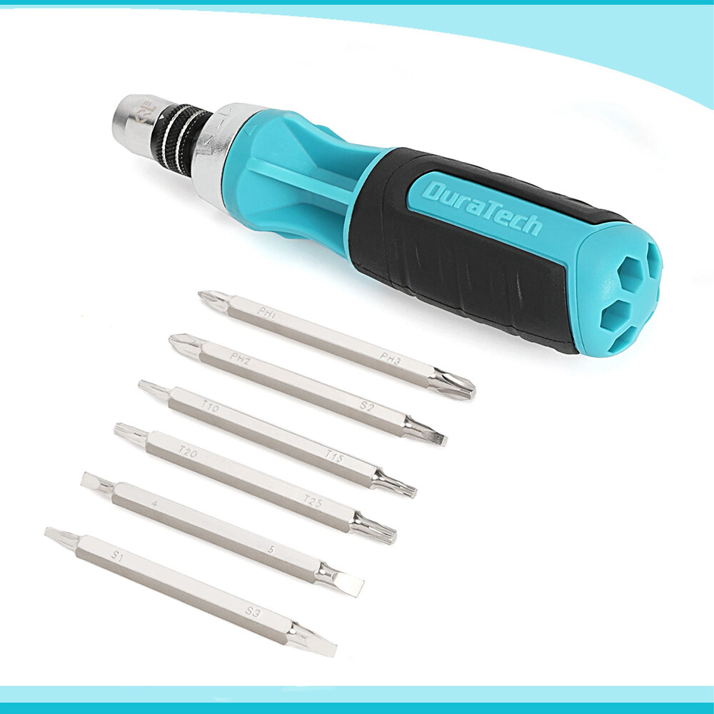 DURATECH Ratcheting Screwdrivers 12-in-1 Multi-bit Screw Drivers Quick ...