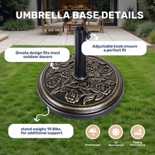 Patio Umbrella Base Heavy Duty Round Stand for Outdoor Poolside Lawn Garden