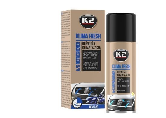 K2 KLIMA FRESH A/C AIR CONDITIONING REFRESHER ELIMINATE ODOUR 150ml NEW CAR