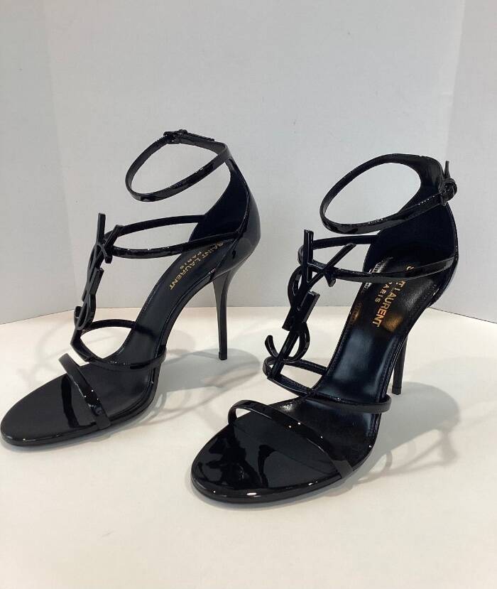 NUOVI SANDALI IN PELLE SAINT LAURENT CASSANDA TAGLIA 39 FRANCOBOLLI $1350