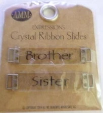 AMM Expressions Crystal Ribbon Slides Brother Sister Embellishments Scrapbook