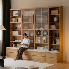 Eugene FAS-Graded Solid Ash Wood Bookcase Modular Display Shelf & Storage Mul...