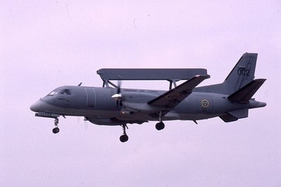 Kodachrome Slide 100002 Saab 340 AEWC Swedish Air Force Farnborough 2000 (C23)
