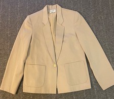 Koret Womens Beige Blazer Jacket Size 10 USA-Made Wool Blend Button Front Vtg