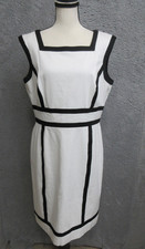 Tahari Arthur S Levine Colorblock Sheath Dress Womens 12 White Black Career Work