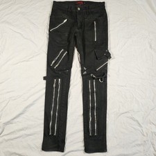 Tripp NYC Vintage Y2K Chain Strap Zip Industrial Black Jeans Pants Goth 32