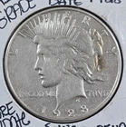 1928 S PEACE SILVER DOLLAR XF/AU RARE KEY DATE COIN, 25C COMBINED SHIPPING