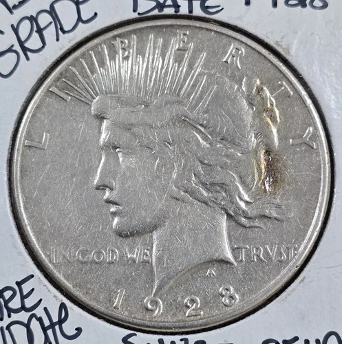 1928 S PEACE SILVER DOLLAR XF/AU RARE KEY DATE COIN, 25C COMBINED SHIPPING