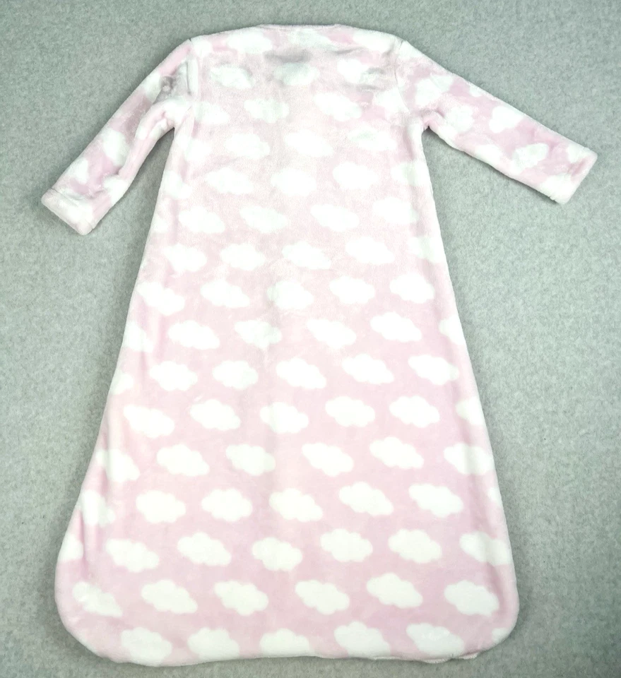 Saco de dormir Hudson bebê meninas grandes 12–18M nuvens rosa zíper desgaste de pelúcia - Imagem 3 de 4