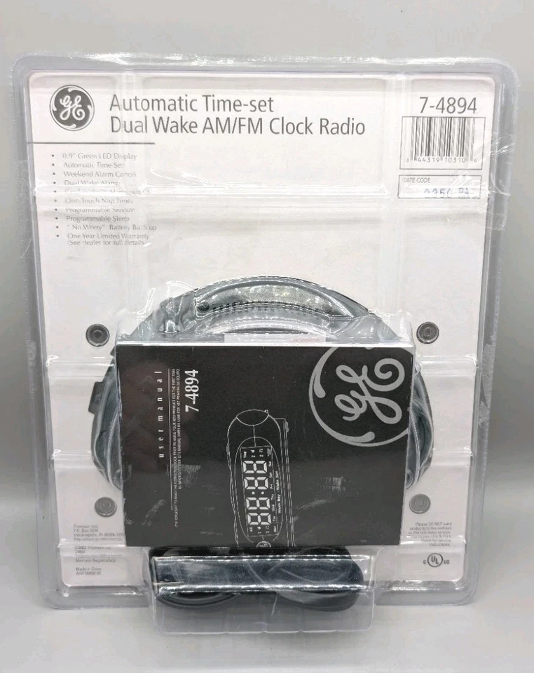 GE Automatic Time-set Dual Wake AM/FM Clock Radio Model 7-4894 (Factory Sealed) - Image 2 of 3