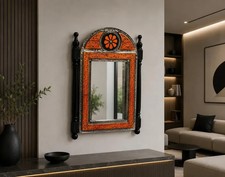 Handmade Wooden Arched Wall Mirror Boho Accen...