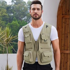 Multi-Pocket Fishing Vest Mens Lightweight Mesh Vest Fishing Gilet in S-2XL