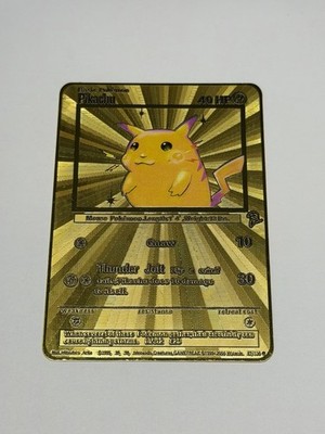 Vintage Pikachu 87/130 Base Set 2 High Quality Custom Fan Art Gold Metal Card NM