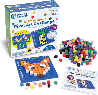 STEM Explorers Pixel Art Challenge - Math Puzzles, Pattern Blocks, Sensory Bin,
