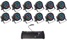 12 Rockville RockPAR50 LED RGB Par Can DJ/Club Wash Lights 384 Ch DMX Controller