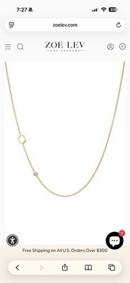 Brandneu Zoe Lev 14K Gold asymmetrische Initialen Halskette Diamant Lünette