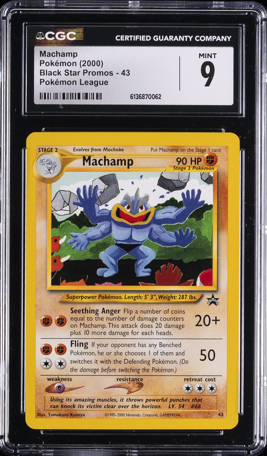 2000 POKÉMON BLACK STAR PROMOS POKÉMON LEAGUE #43 MACHAMP CGC 9