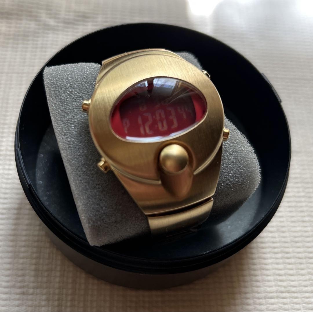 SEIKO ALBA Spoon Ingots Digital Watch Gold Red Display Unused
